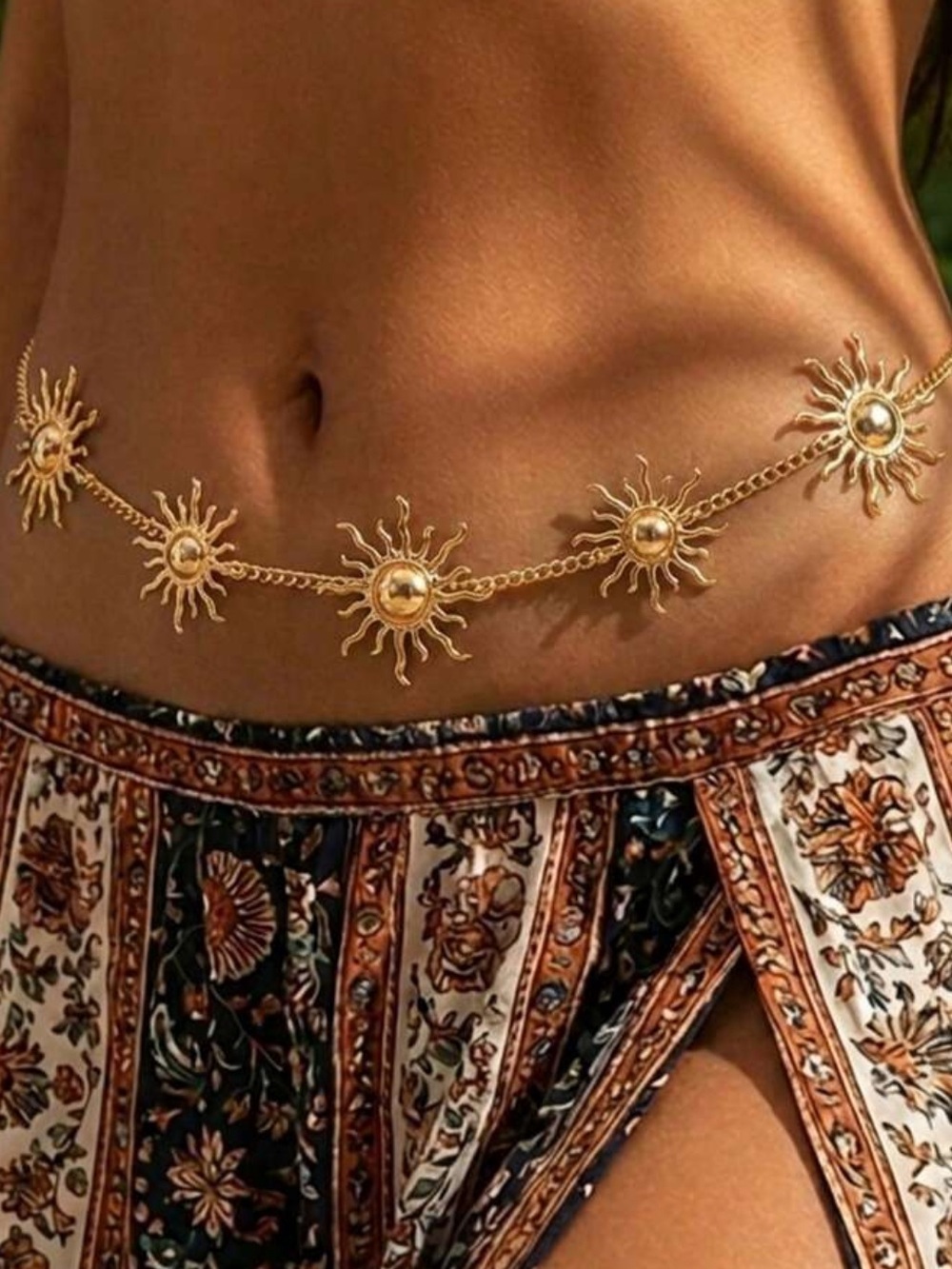 Sun Motif Chain Belly Waist Necklace Q1207